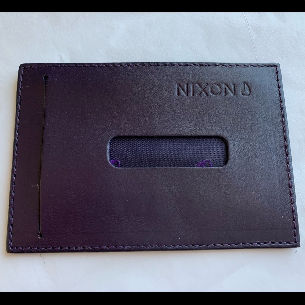 NIXON Leather Card Wallet Purple